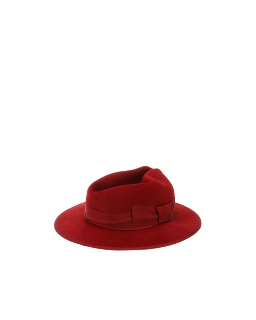Gucci Red Bright Woolen Wide-Brim Fedora