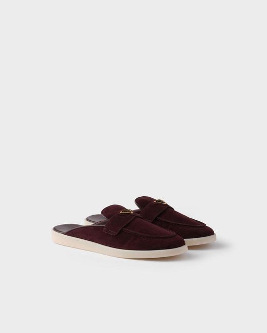 Prada Brown Triangle-Logo Mules