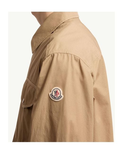 Moncler Natural Logo Patch Zipped Shirt Jacket for men