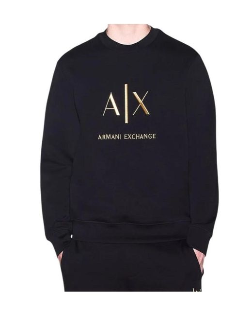 ARMANI EXCHANGE Black Long-Sleeve Crew-Neck Sweatshirt for men