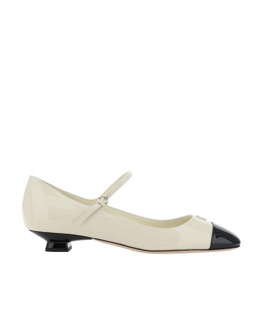Miu Miu Natural Logo Plaque Ballerina Shoes