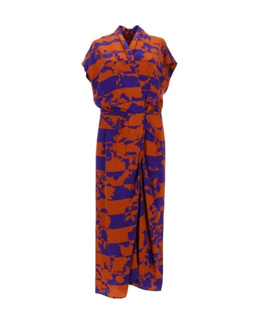 Dries Van Noten Red V-Neck Dress