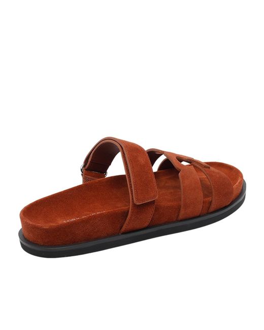 Tory Burch Brown Ines Sport Logo Slides