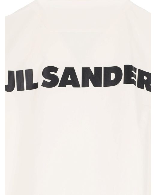 Jil Sander White Logo-Printed Textured Jacket