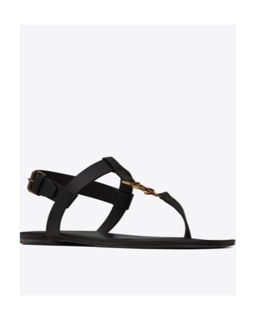 Saint Laurent Brown Cassandra Logo Plaque Sandals for men
