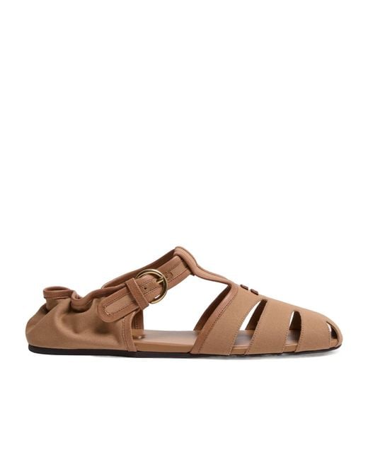 Miu Miu Brown Cotton Sandals
