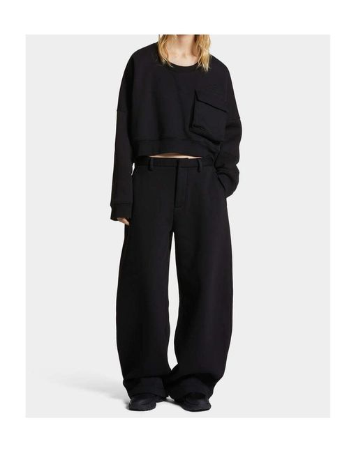 DSquared² Black Icon New Generation Onion Cropped Fit Crewneck Sweatshirt