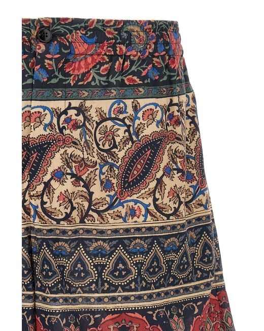 Valentino Red Paisley-Printed Button Detailed Shorts for men