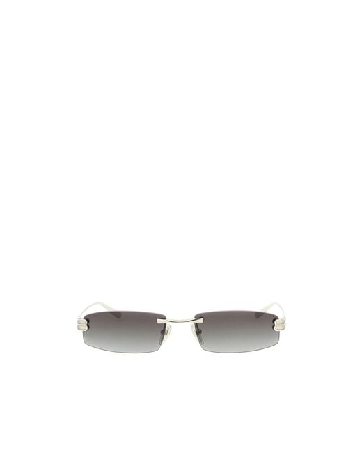Balenciaga White Eyewear Rectangle Frame Sunglasses