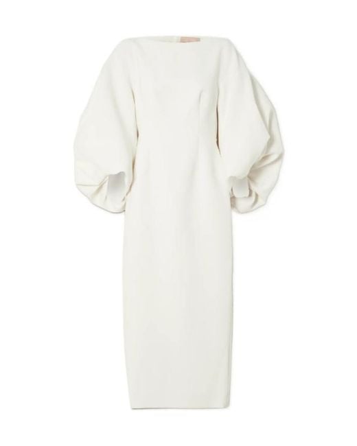Roksanda White Garance Open-Back Faux Pearl-Embellished Crepe Midi Dress