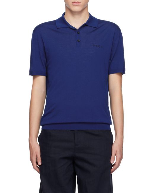 Marni Blue Virgin Wool Polo for men