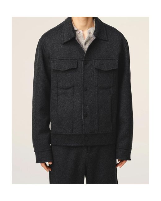 AMI Black Wool Trucker Jacket for men