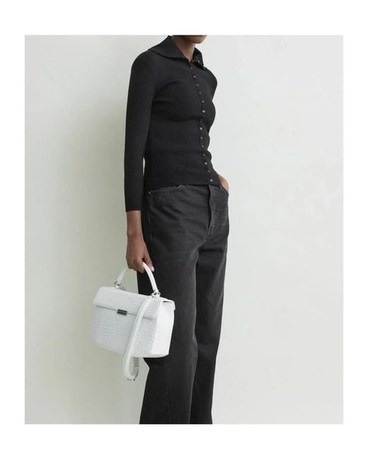 Totême  Black Totême Buttoned High-Neck Knitted Cardigan