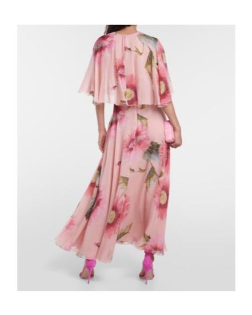 Giambattista Valli Pink Caped Floral Silk Georgette Gown