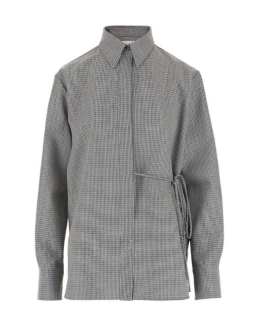 Jil Sander Gray Long-Sleeved Checked Shirt