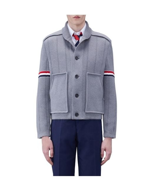 Thom Browne Blue Fine-Ribbed Shirt Jacket for men