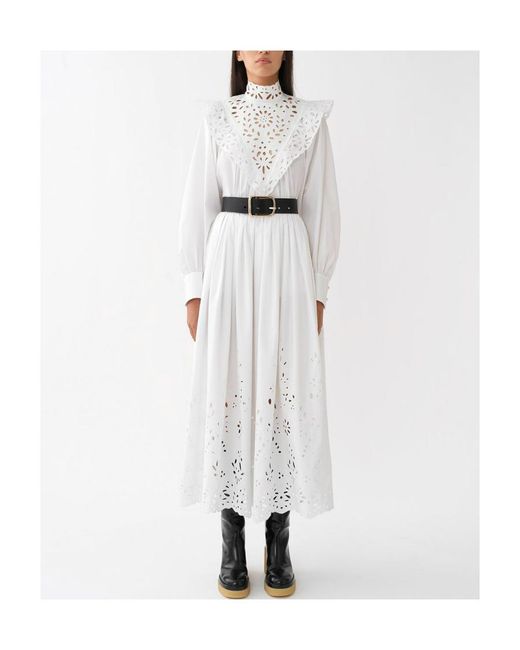 Chloé White Chloé Embroidered Mid-Length Skirt