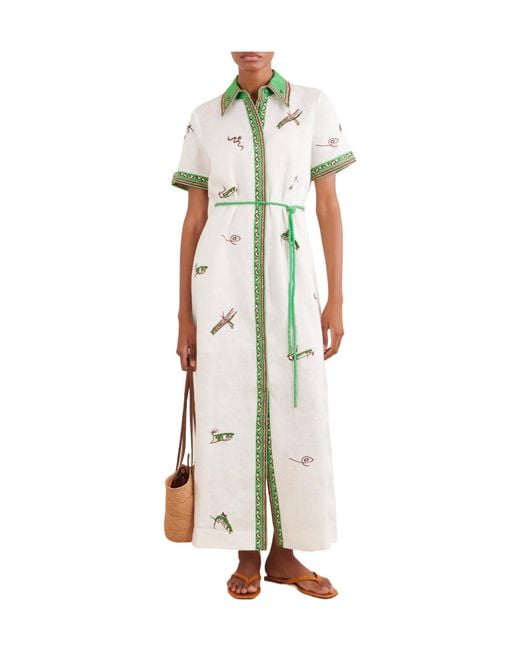ALÉMAIS White Wanda Embroidered Shirt Dress