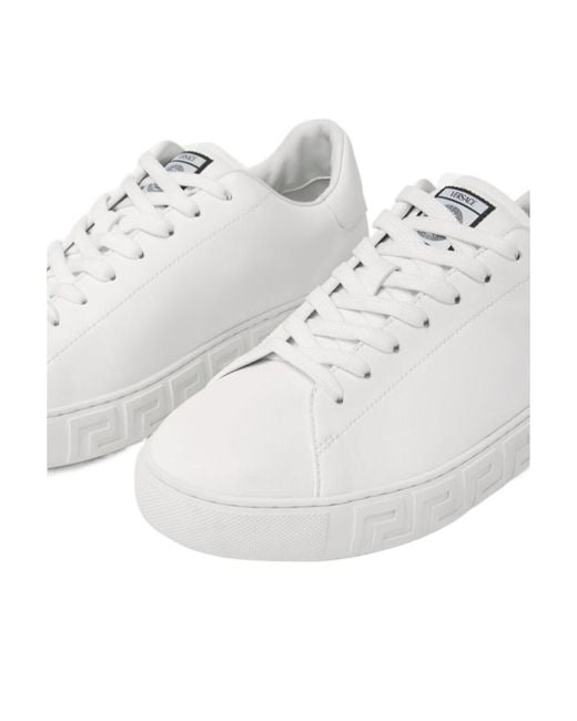 Versace White Greca Lace-Up Sneakers for men