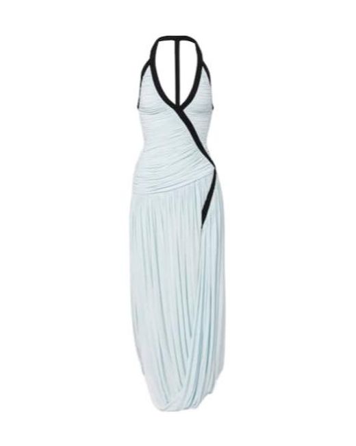 Christopher Esber Blue Suspended Ruched Jersey Maxi Dress