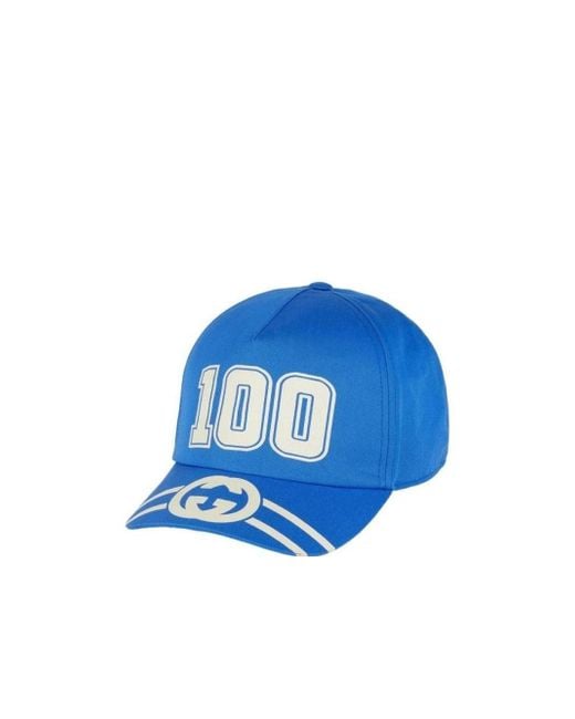 Gucci Blue Graphic-Print Six-Panel Cap