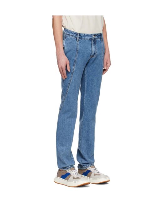 Adererror Blue Stitched Belt-Loop Jeans for men