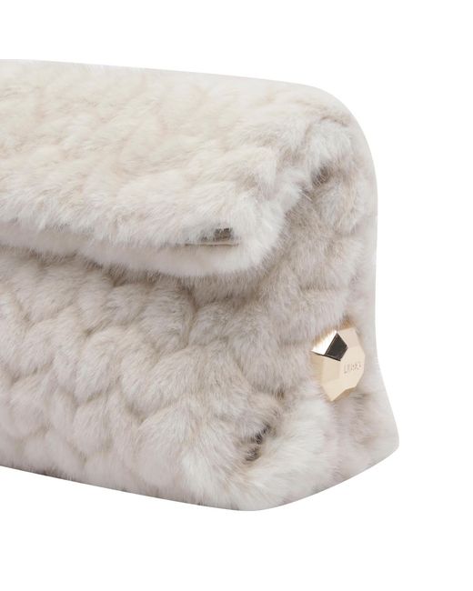 Liu Jo Gray Faux Fur Clutch Bag