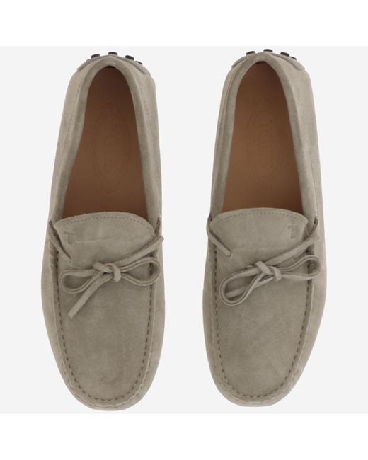 Tod's Gray Logo Detailed Lace-Up Boat Shoes for men
