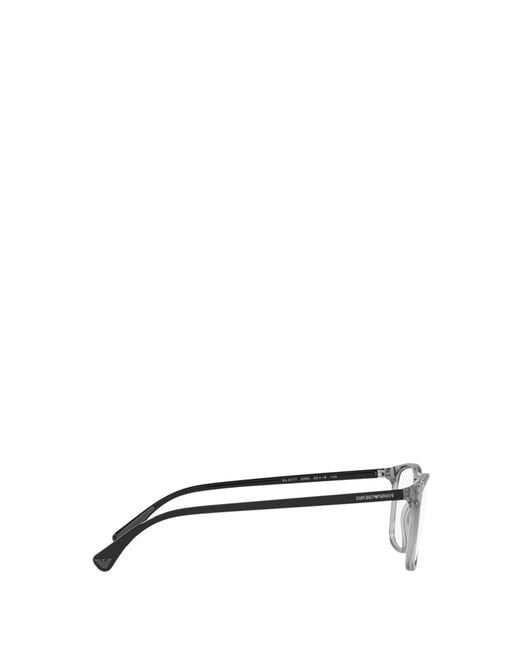 Emporio Armani White Rectangular Frame Glasses for men