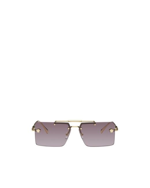 Versace Gray Logo Pattern Sunglasses for men