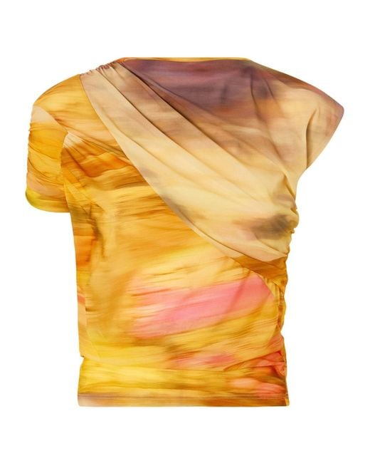 Pinko Yellow Tie-Dyed Asymmetric T-Shirt