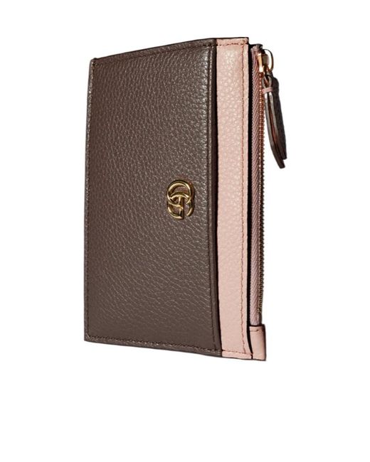 Gucci Brown Bi-Color Gg Marmont Zip Key Pouch