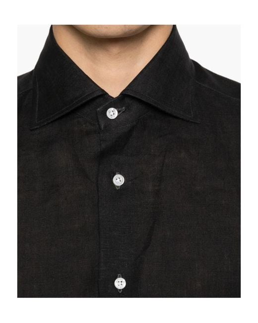 Isaia Black Long-Sleeved Shirt for men