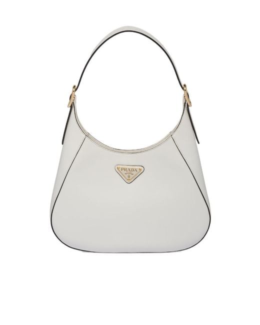 Prada White Leather Shoulder Bag