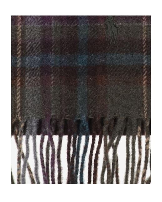 Polo Ralph Lauren Black Checked Fringed Scarf for men