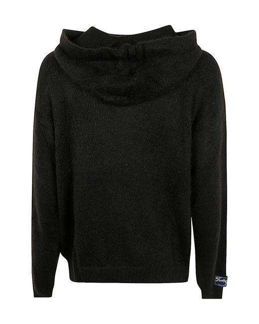 FAMILY FIRST Black Knitted Hoodie for men