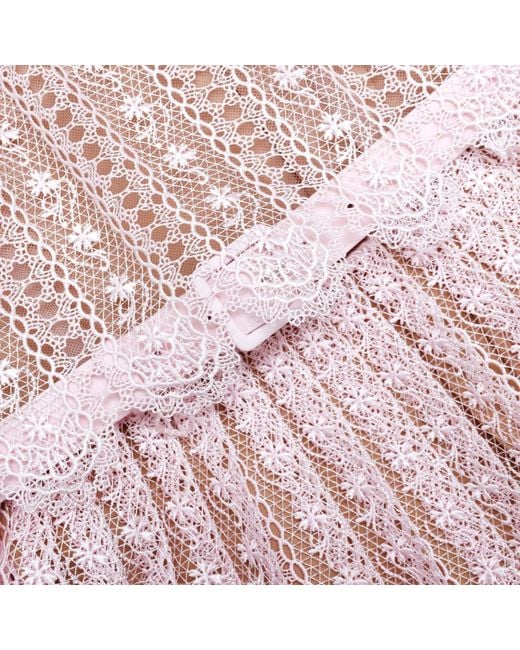 Self-Portrait Pink Organza Lace Maxi Dress