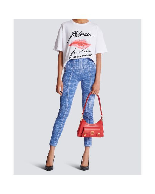 Balmain White Kiss Print T-Shirt