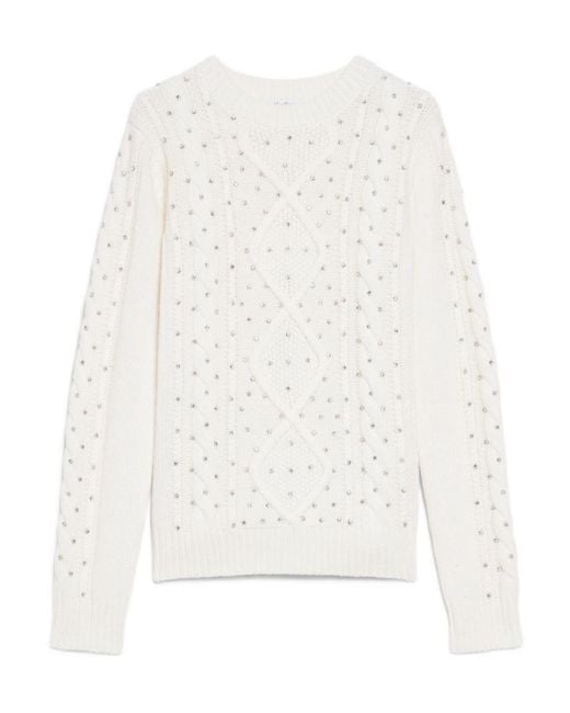 Max Mara White Embellished Crewneck Jumper
