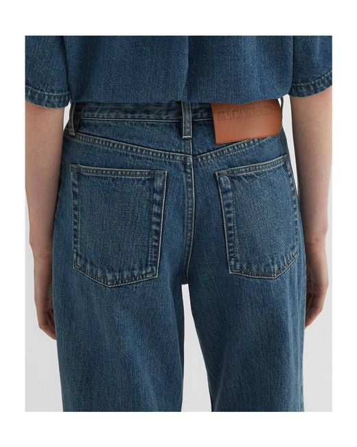Jil Sander Blue Flared Cropped Jeans