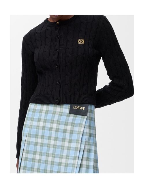 Loewe Black Logo Embroidered Crewneck Cardigan