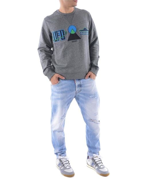 KENZO Gray Printed Pattern Sweater for men