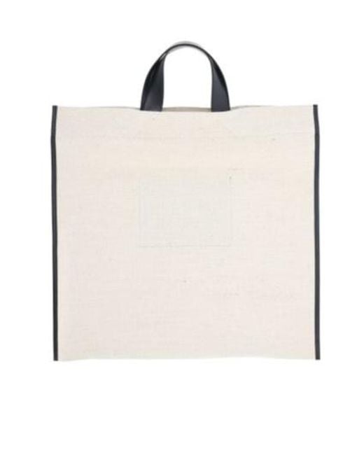 Jil Sander White Logo Printed Top Handle Bag for men
