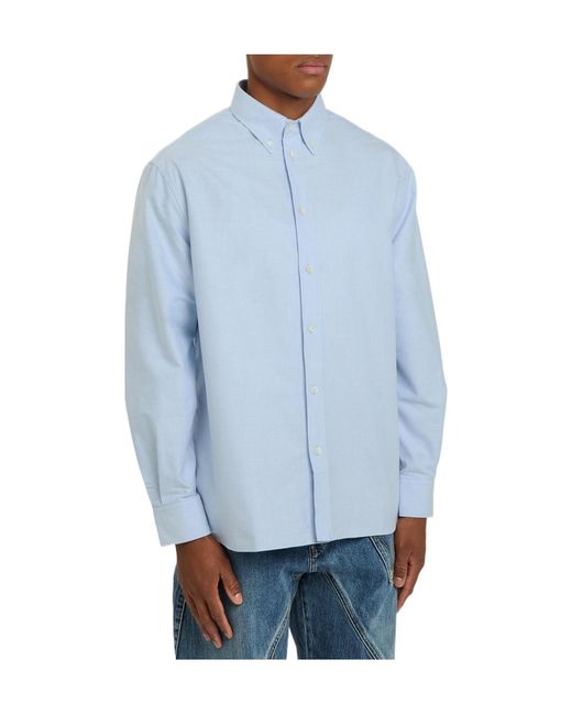 J.W. Anderson Blue Logo-Embroidered Cotton Shirt for men