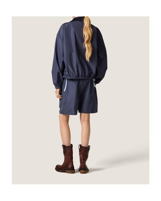Miu Miu Blue Technical Fabric Blouson Jacket