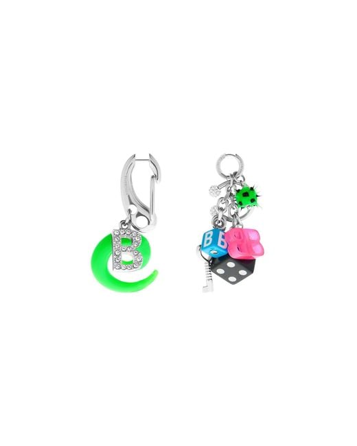 Balenciaga Green Charm Detailed Earrings