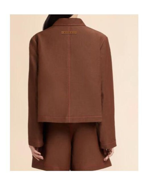 Marni Brown Contrast Stitch Boxy Jacket