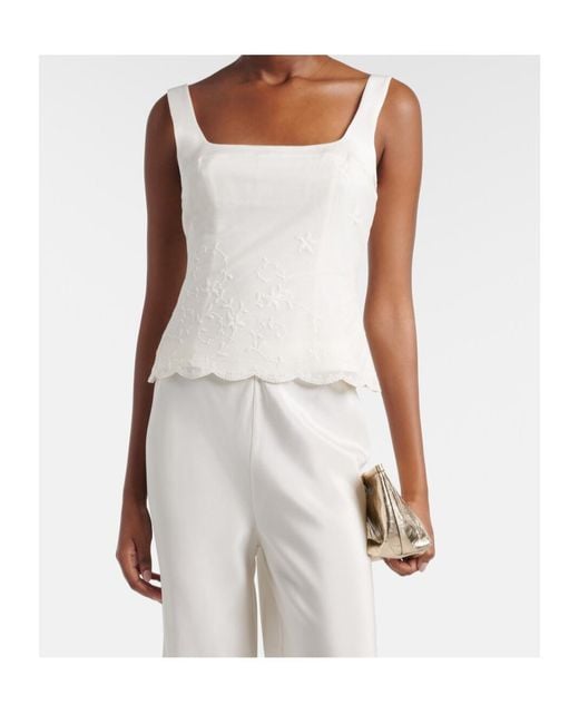 Posse White Embroidered Tulle Top