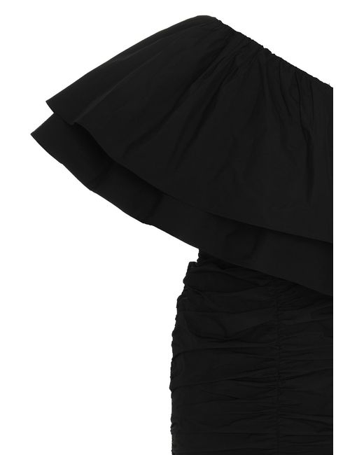 ROTATE BIRGER CHRISTENSEN Black Off-shoulder Ruffled Minidress