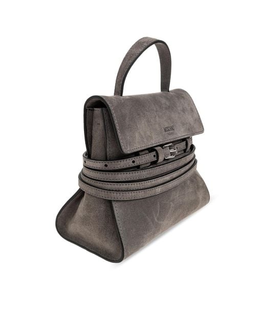 Moschino Gray Suede Handbag